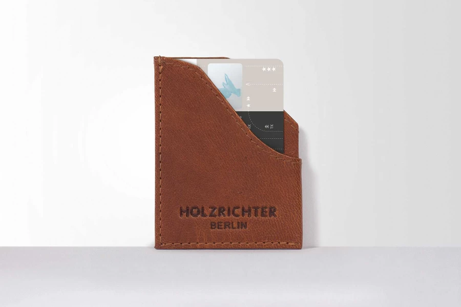 HOLZRICHTER Women's Leather Card Holder Case for 3-4 Cards - Slim RFID Blocking Wallet