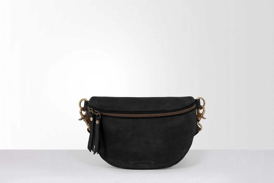 HOLZRICHTER Women's Bohemian Bum Bag No 2-1 (M) with Woven Strap No 4-1 (M) in Natural/Orange - Crossbody Fanny Pack for Women