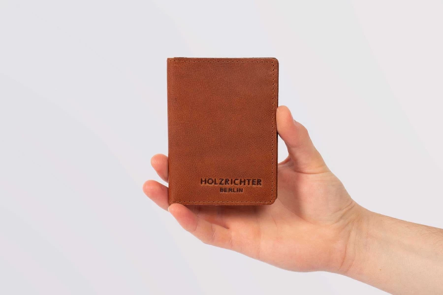 HOLZRICHTER Men's Slim Wallet No. 1-2 - Ultra Thin Minimalist Leather Card Holder for Men