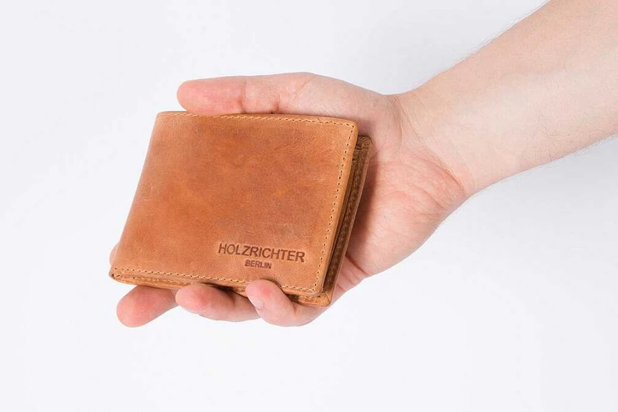HOLZRICHTER Men's Premium Leather Wallet No.1-2 - Slim Bifold RFID Blocking Wallet for Men