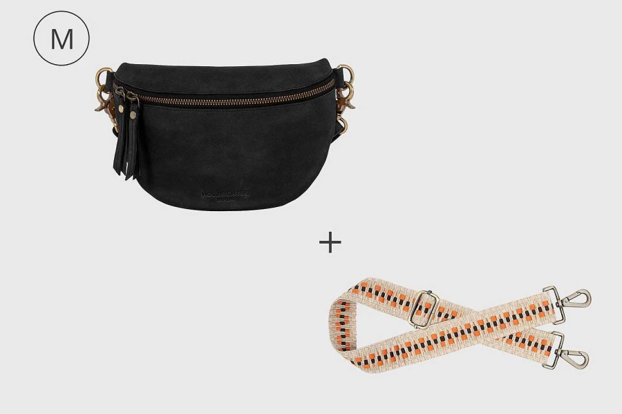HOLZRICHTER Women's Boheme Natural Orange Bum Bag with Woven Strap - Crossbody Fanny Pack for Women
